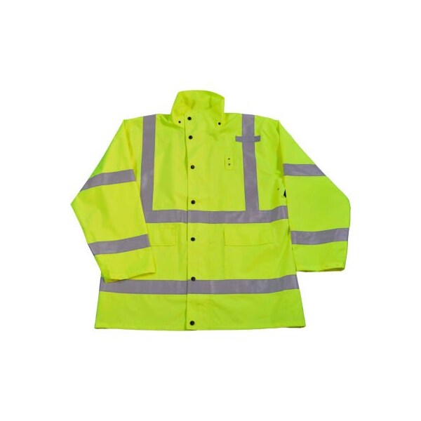 Petra Roc Inc Petra Roc HiVis Rain Parka Jacket, ANSI Class 3, 300D Oxford/PU Coating, Lime, 3XL LRJK-C3-3X - main